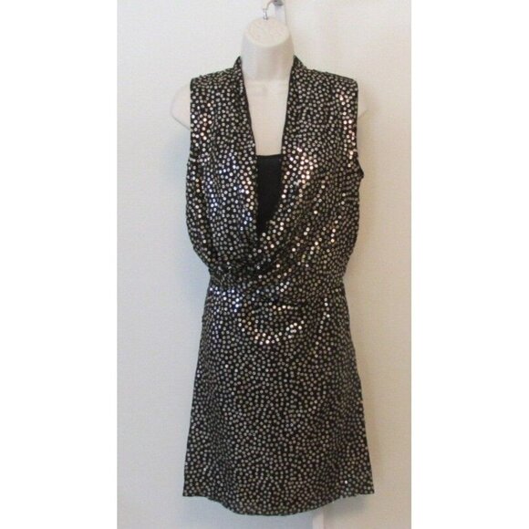 DVF Diane von Furstenberg Issie dress goldo gold sequin black cocktail new 0 - Picture 1 of 4